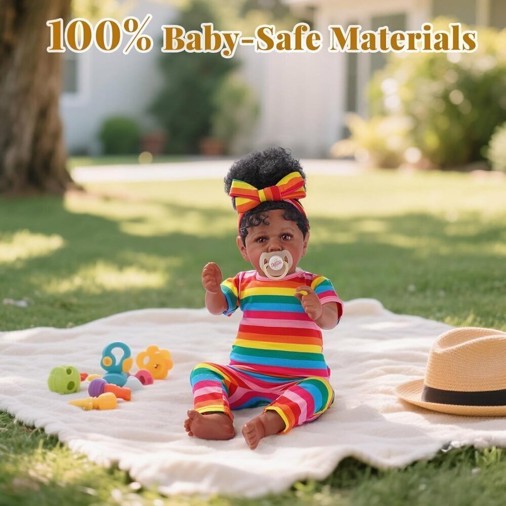 🆕20Inch African American Newborn Full Cloth Body Doll Brown Macie Girl Doll - Picture 6 of 8